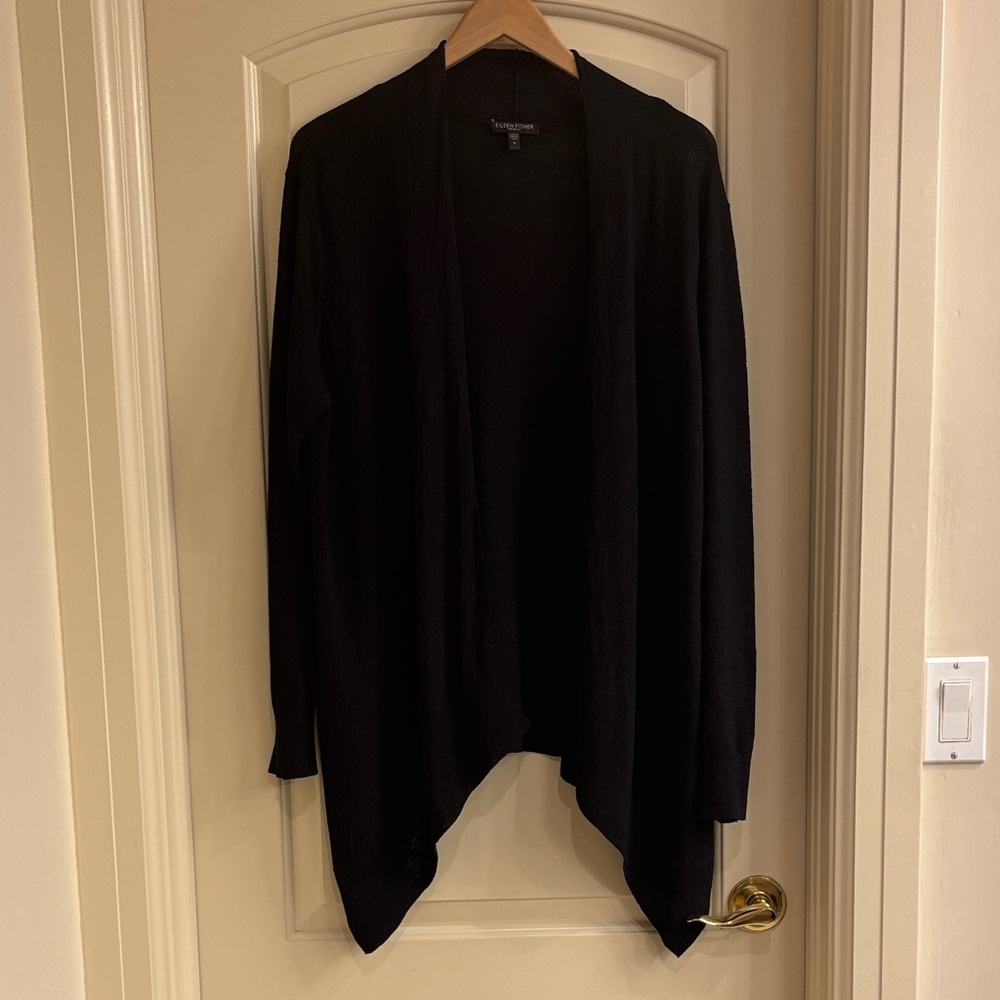 Eileen Fisher 100%‎ Wool Open Cardigan Navy